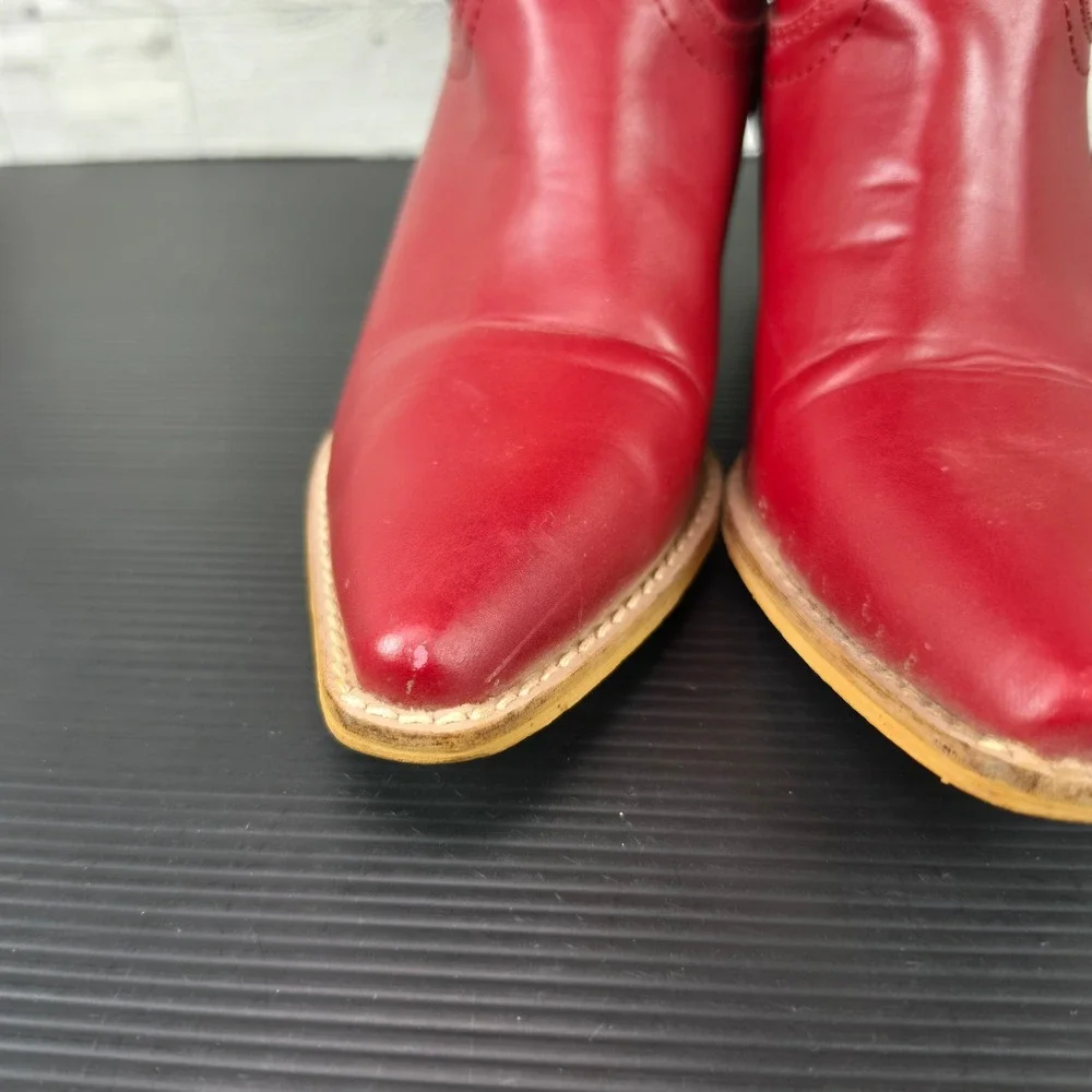 Arider Girl Kids Red Western Cowboy Boots Pointed Toe Stacked Heel Size 7 EUR 37